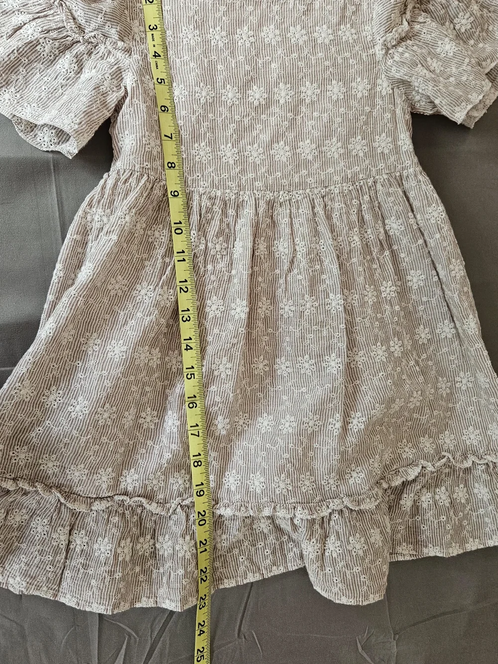 ​Lalalù Italy Girls Floral Embroidered Seersucker Dress Sz 6a Cottagecore